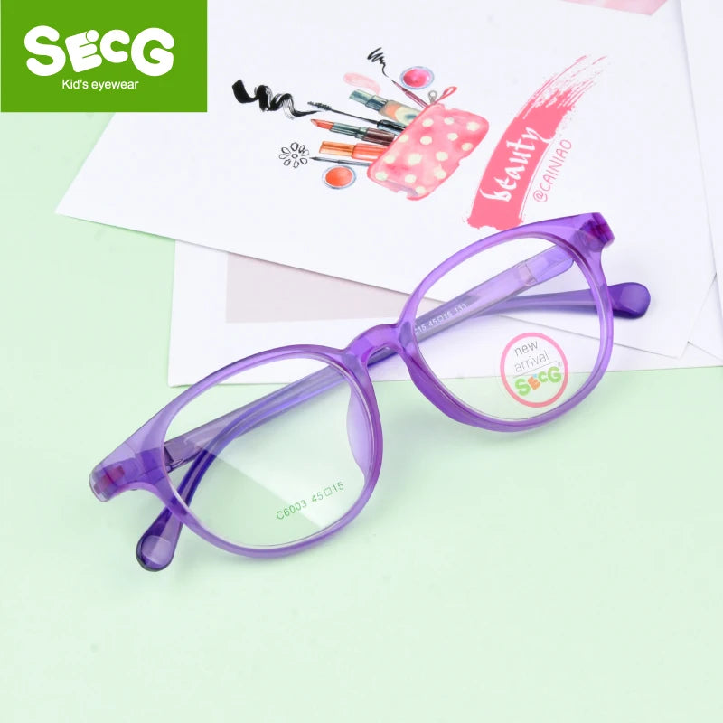 Secgs Unisex Children's Full Rim Round Tr 90 Silicone Eyeglasses 36003 Full Rim Secg