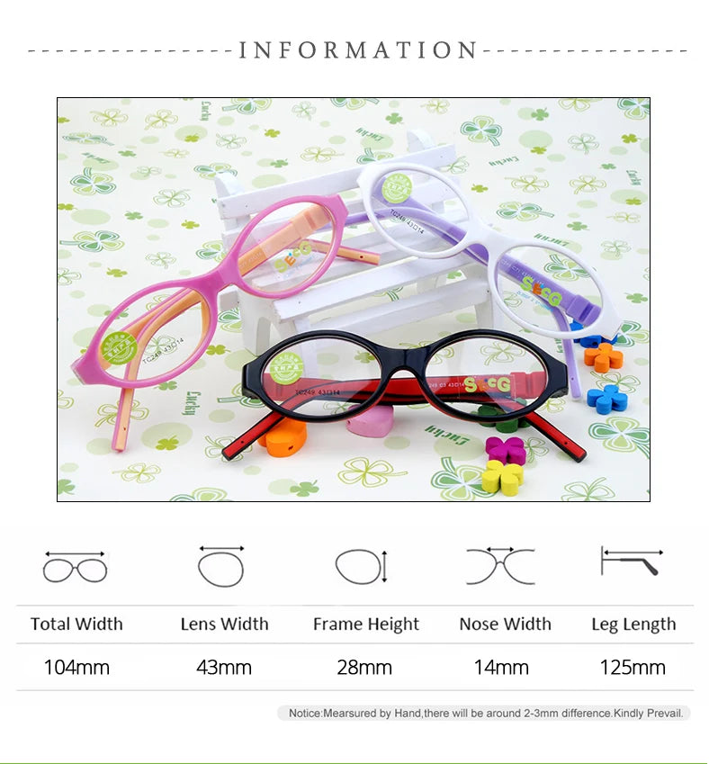 Secg Unisex Children's Ful Rim Oval Tr 90 Silicone Eyeglasses 3249 Full Rim Secg
