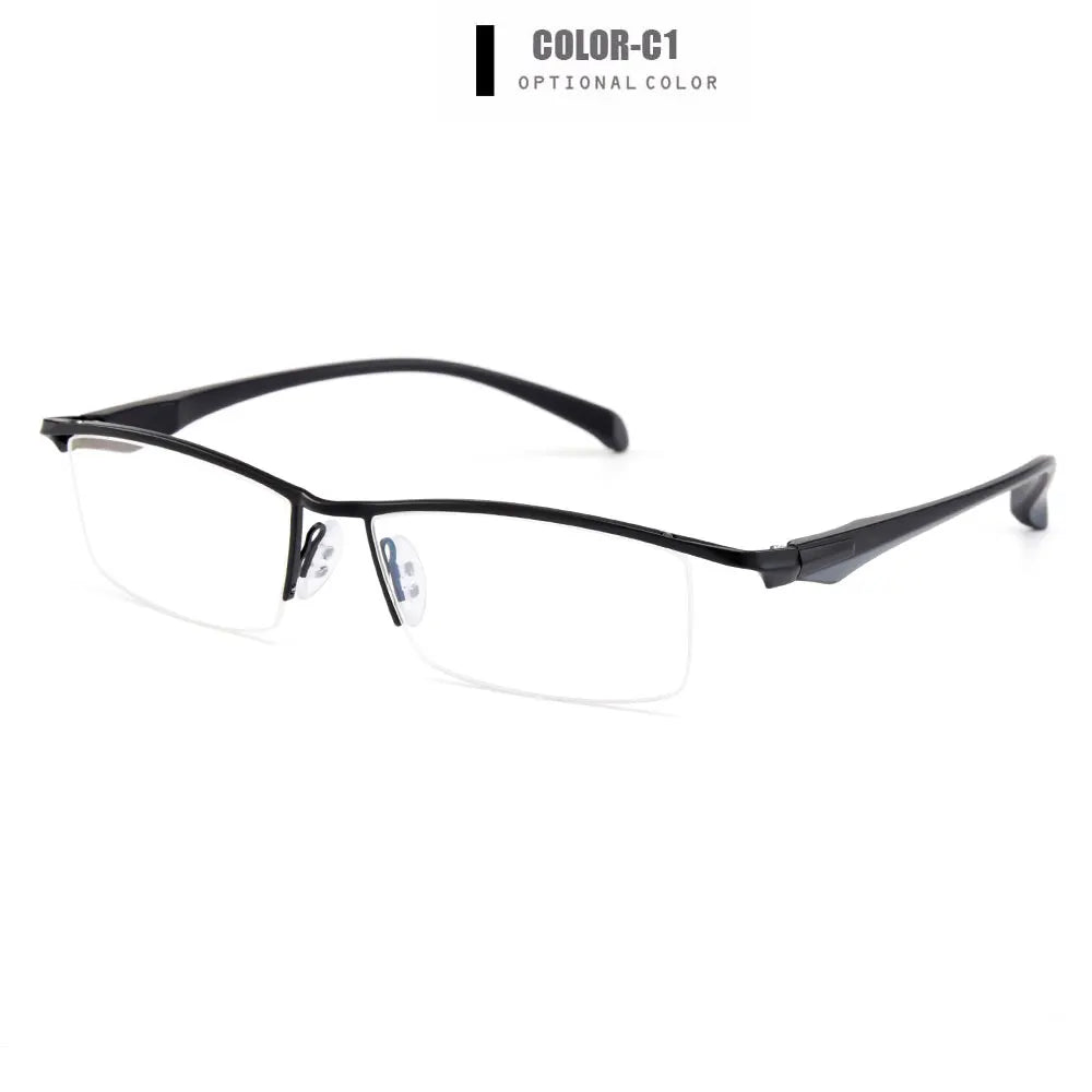 Gmei Men's Semi Rim Square Brow Line Tr 90 Alloy Eyeglasses 68011