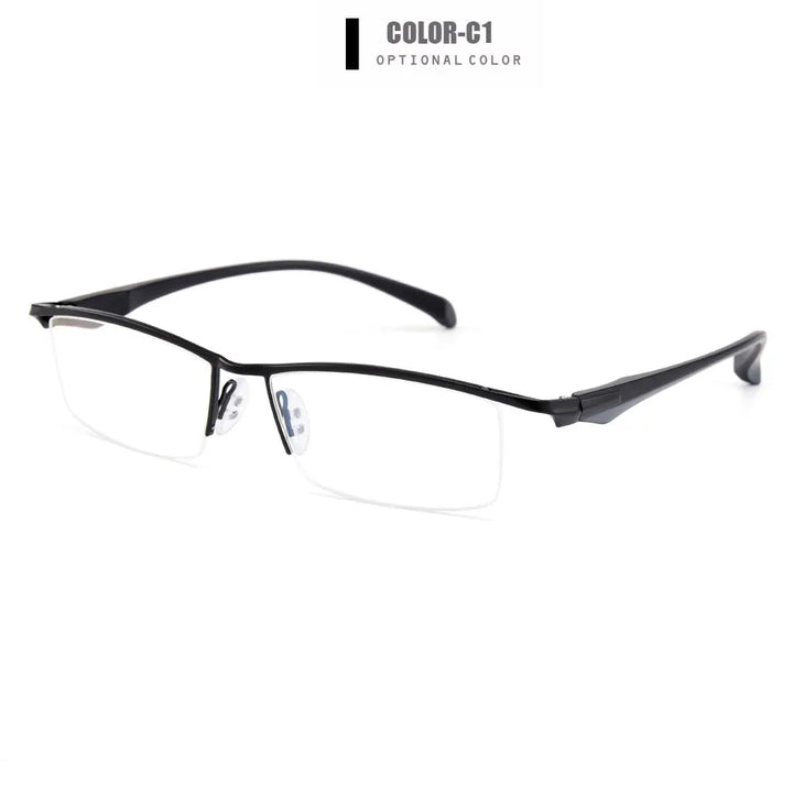 Gmei Men's Semi Rim Square Brow Line Tr 90 Alloy Eyeglasses 68011