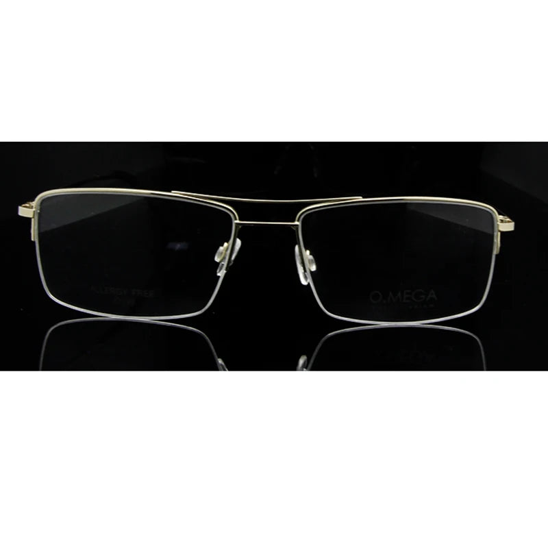 Esnbie Unisex Semi Rim Square Double Bridge Titanium Eyeglasses E0130 Semi Rim Esnbie
