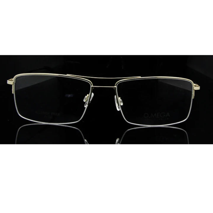 Esnbie Unisex Semi Rim Square Double Bridge Titanium Eyeglasses E0130 Semi Rim Esnbie