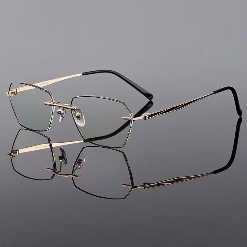 Gmei Women's Rimless Polygon Square Titanium Alloy Eyeglasses 90250
