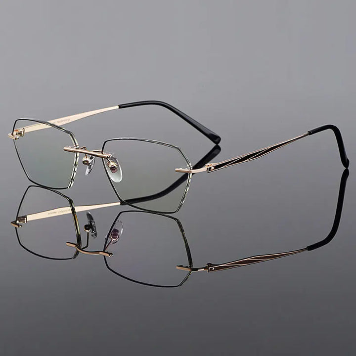 Gmei Women's Rimless Polygon Square Titanium Alloy Eyeglasses 90250