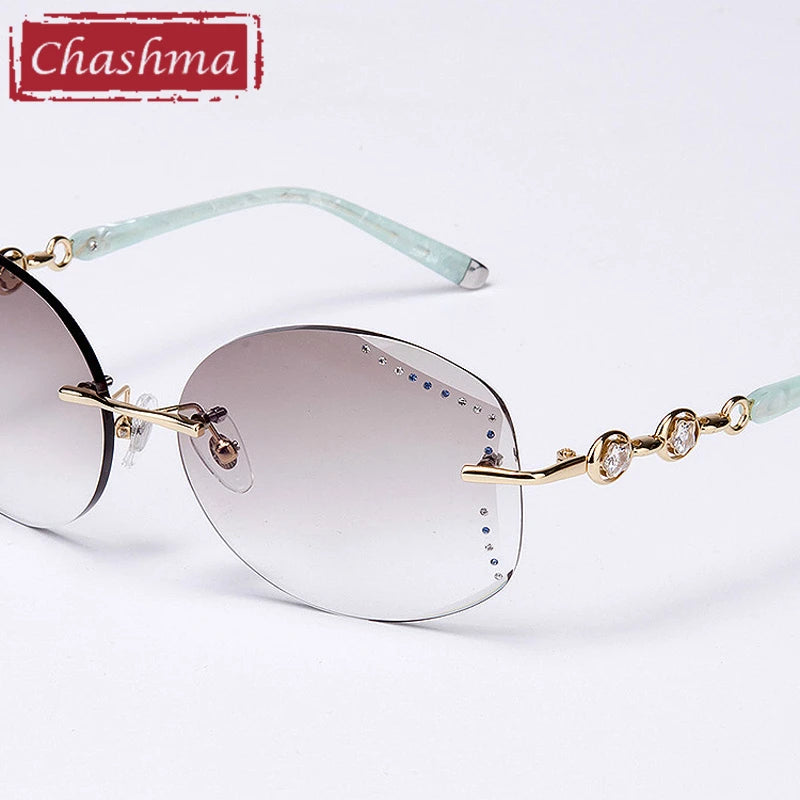 Chashma Women's Rimless Oval Gradient Tint Titanium Eyeglasses 58102 Rimless Chashma