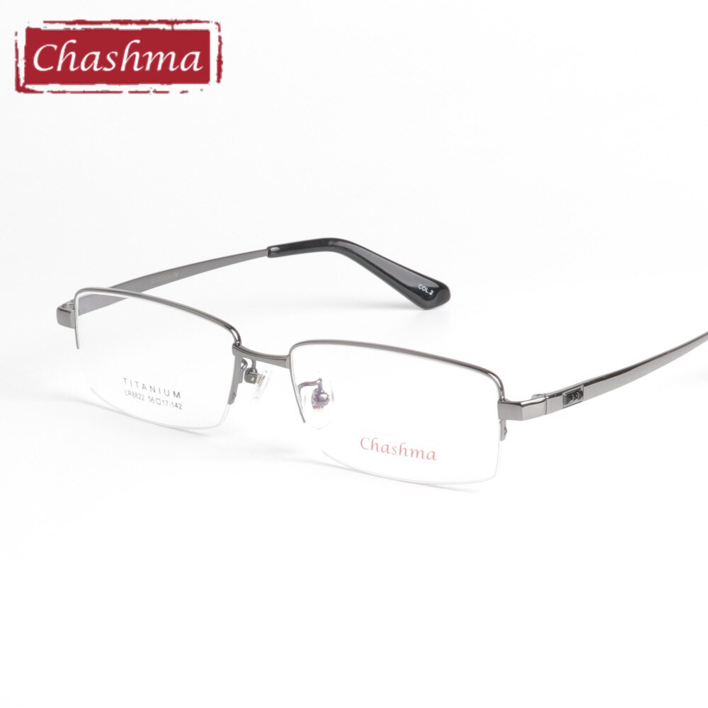 Chashma Men's Semi Rim Square Titanium Eyeglasses 8822 Semi Rim Chashma Gray
