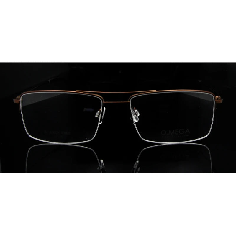 Esnbie Unisex Semi Rim Square Double Bridge Titanium Eyeglasses E0130 Semi Rim Esnbie
