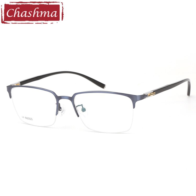 Chashma Men's Semi Rim Square Alloy Eyeglasses 66003 Semi Rim Chashma Blue  