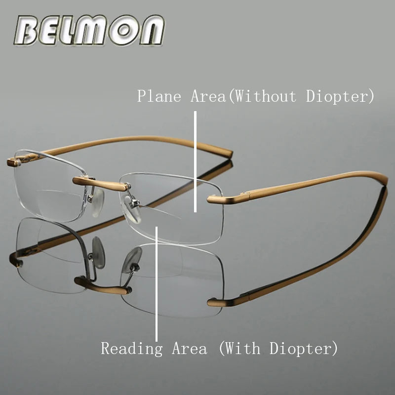 Bifocal reading glasses rimless on sale