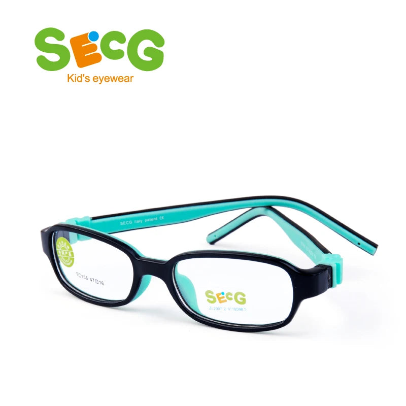 Secg Unisex Children's Full Rim Square Tr 90 Silicone Eyeglasses 20156 Full Rim Secg