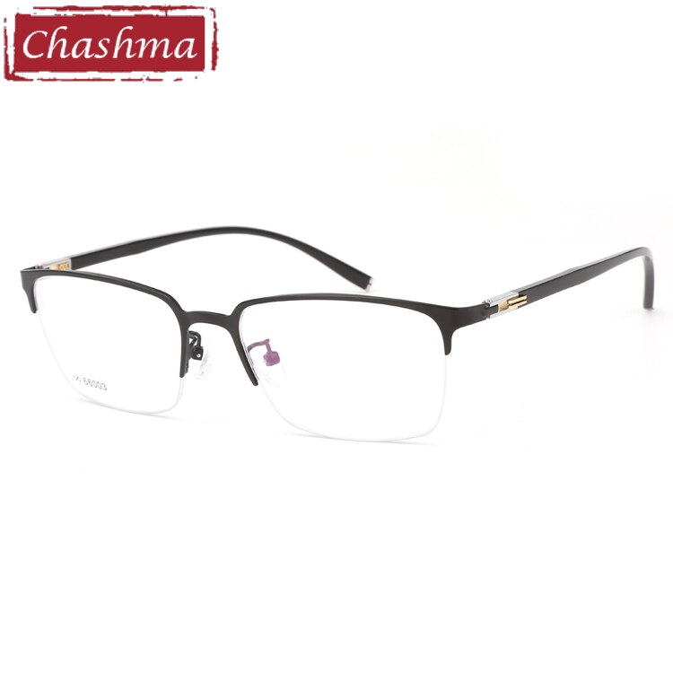 Chashma Men's Semi Rim Square Alloy Eyeglasses 66003 Semi Rim Chashma Black  