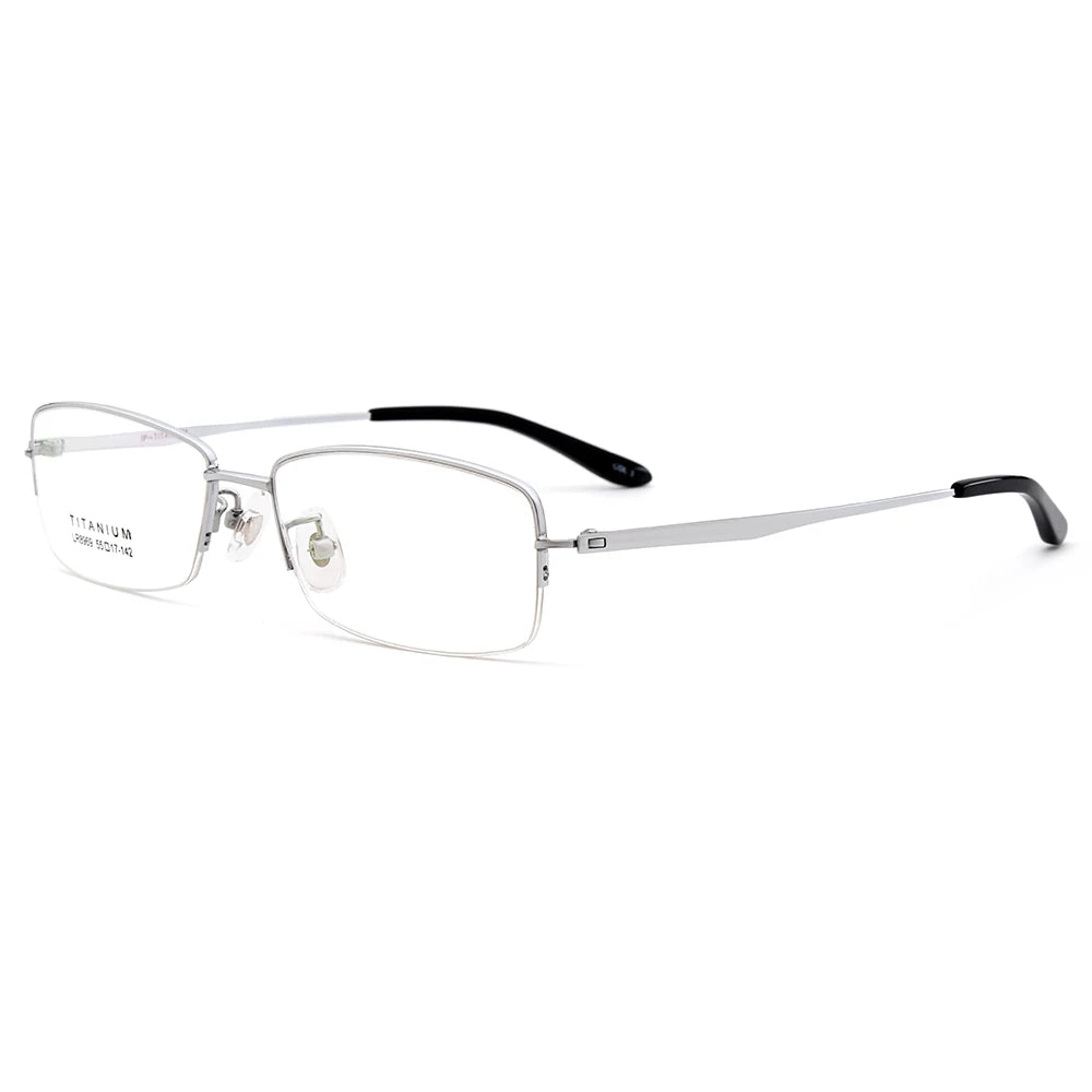 Gmei Men's Semi Rim Square Titanium Eyeglasses 68969