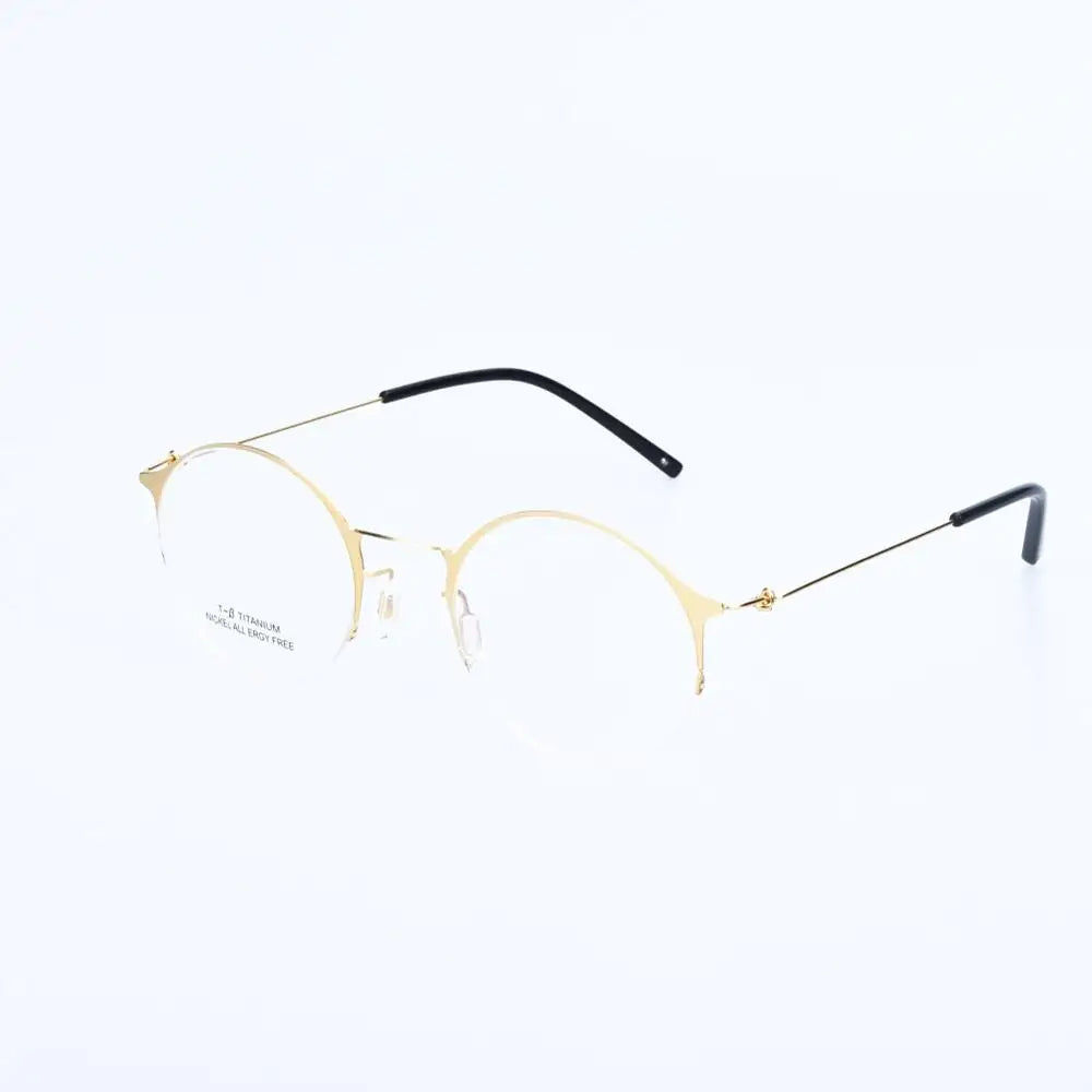 Aimee Unisex Semi Rim Round Alloy Eyeglasses 1850 Semi Rim Aimee Golden color