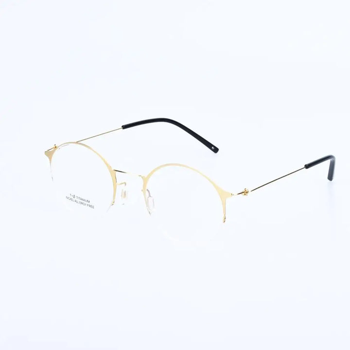 Aimee Unisex Semi Rim Round Alloy Eyeglasses 1850 Semi Rim Aimee Golden color