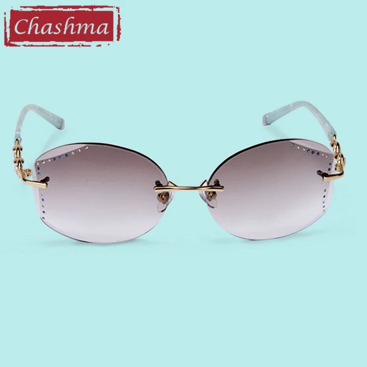 Chashma Women's Rimless Oval Gradient Tint Titanium Eyeglasses 58102 Rimless Chashma