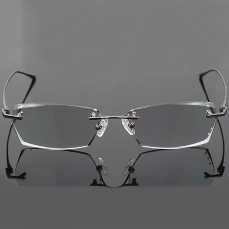 Chashma Ochki Men's Rimless Square Titanium Diamond Cut Eyeglasses 82077