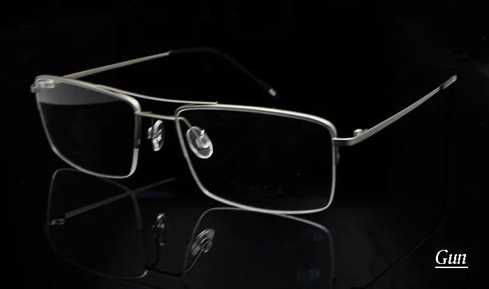 Esnbie Unisex Semi Rim Square Double Bridge Titanium Eyeglasses E0130 Semi Rim Esnbie Titanium frame gun