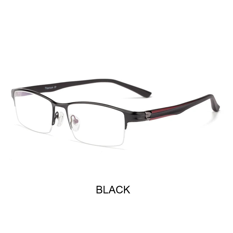 Hotony Unisex Semi Rim Square Brow Line Alloy Eyeglasses 71801 Semi Rim Hotony black