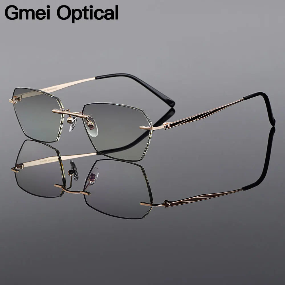 Gmei Women's Rimless Polygon Square Titanium Alloy Eyeglasses 90250