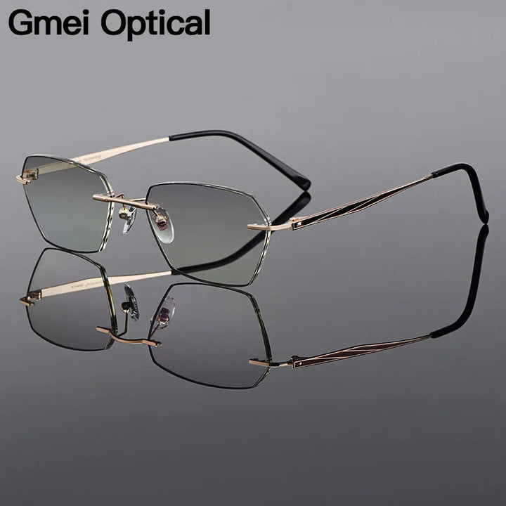 Gmei Women's Rimless Polygon Square Titanium Alloy Eyeglasses 90250