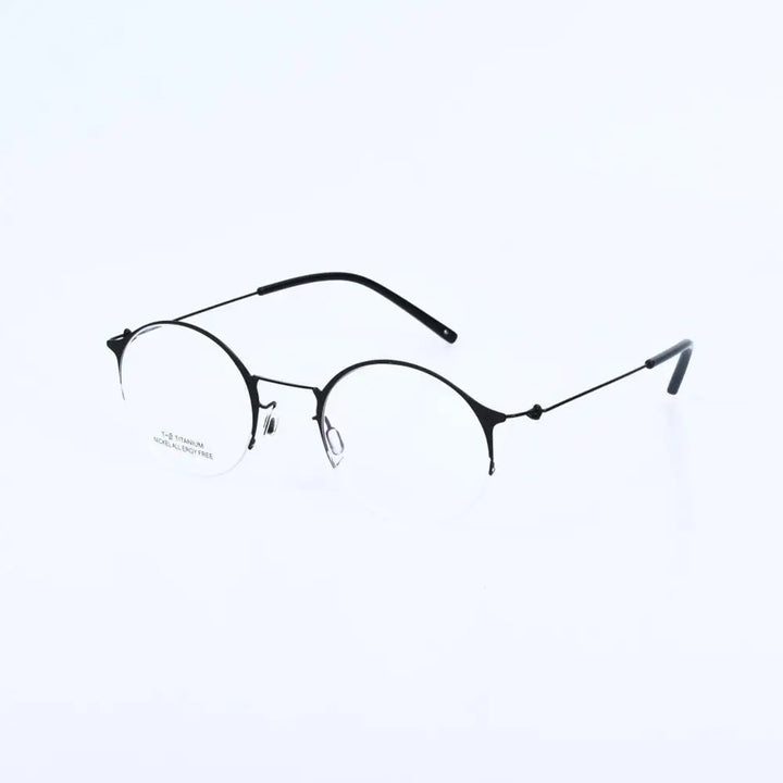 Aimee Unisex Semi Rim Round Alloy Eyeglasses 1850 Semi Rim Aimee Black color