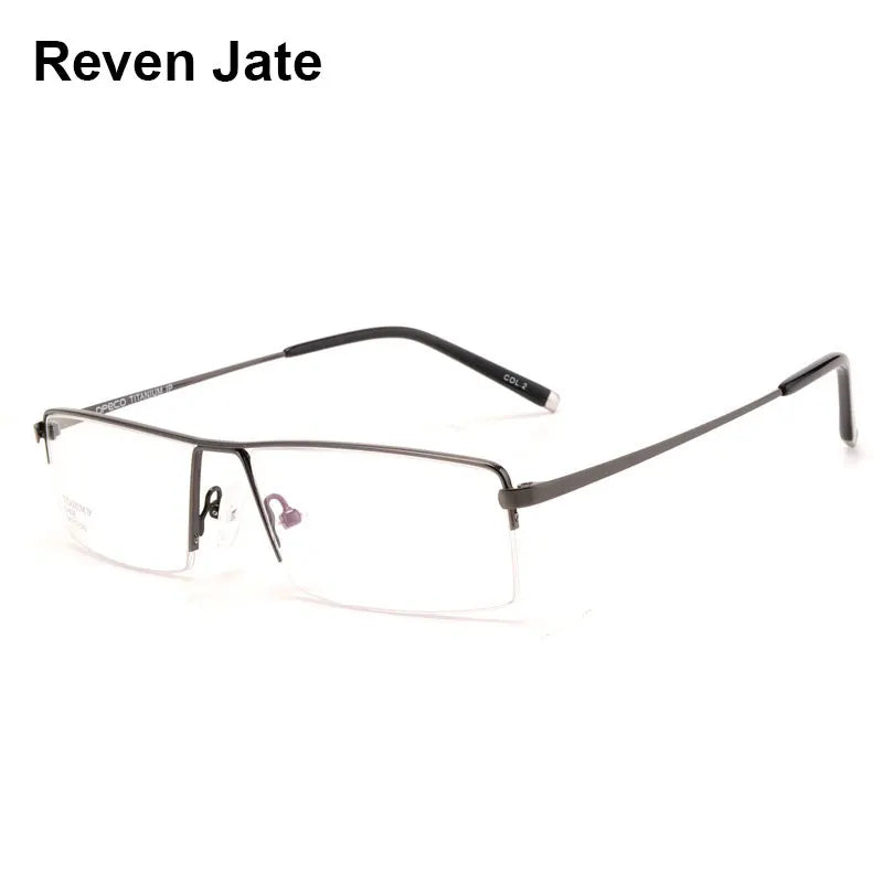 Reven Jate Men's Semi Rim Square Titanium Eyeglasses 68095