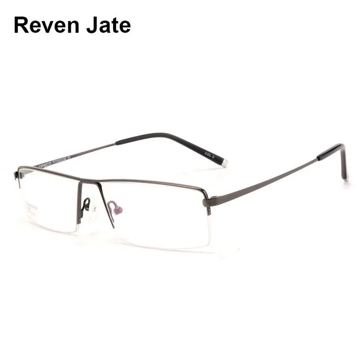 Reven Jate Men's Semi Rim Square Titanium Eyeglasses 68095