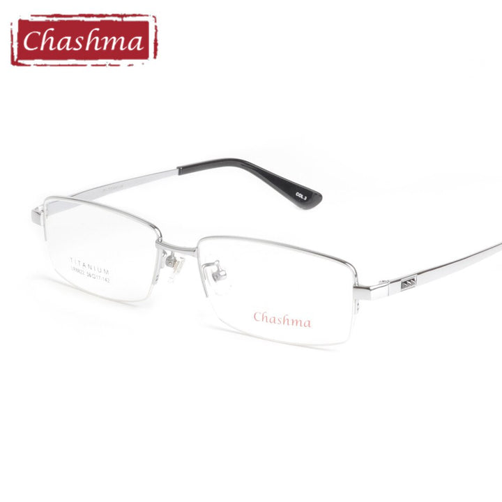 Chashma Men's Semi Rim Square Titanium Eyeglasses 8822 Semi Rim Chashma Silver