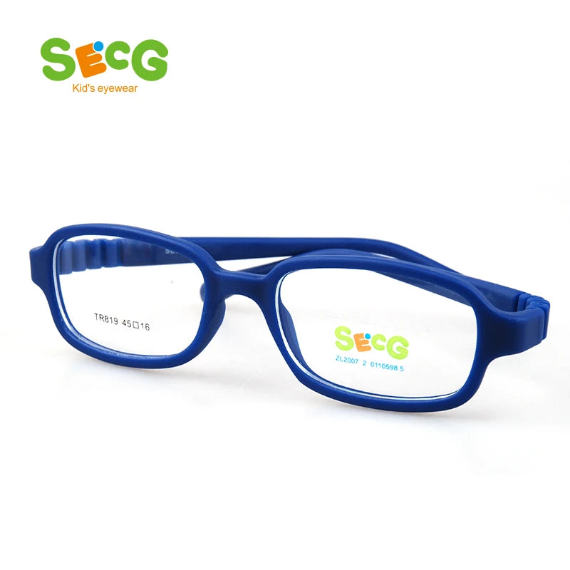 Secg Unisex Children's Full Rim Square Tr 90 Titanium Eyeglasses 18819 Full Rim Secg