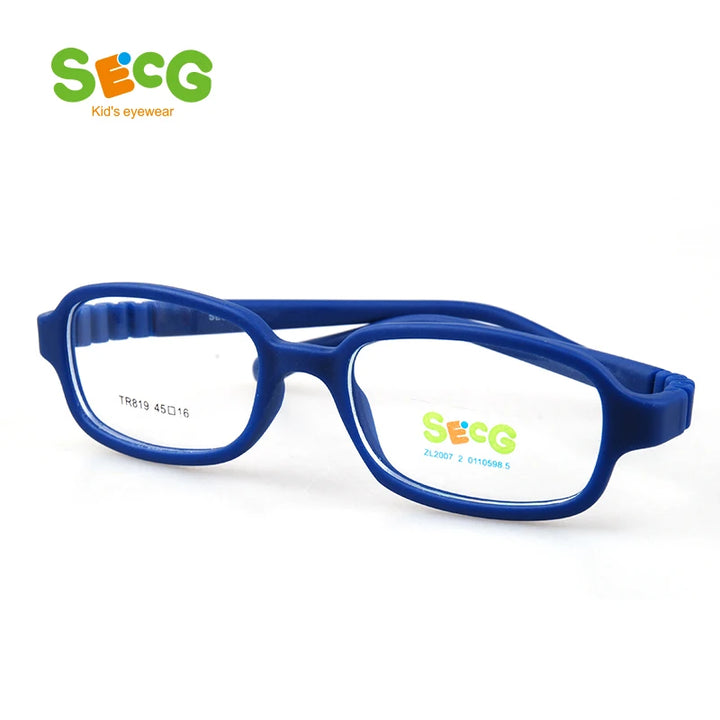 Secg Unisex Children's Full Rim Square Tr 90 Titanium Eyeglasses 18819 Full Rim Secg
