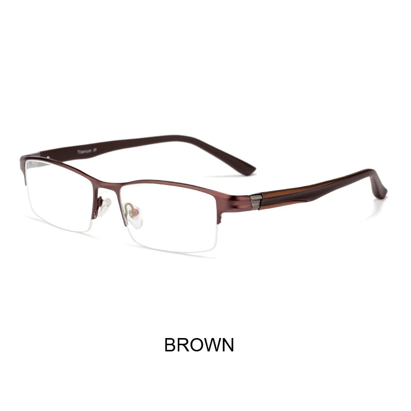 Hotony Unisex Semi Rim Square Brow Line Alloy Eyeglasses 71801 Semi Rim Hotony Brown