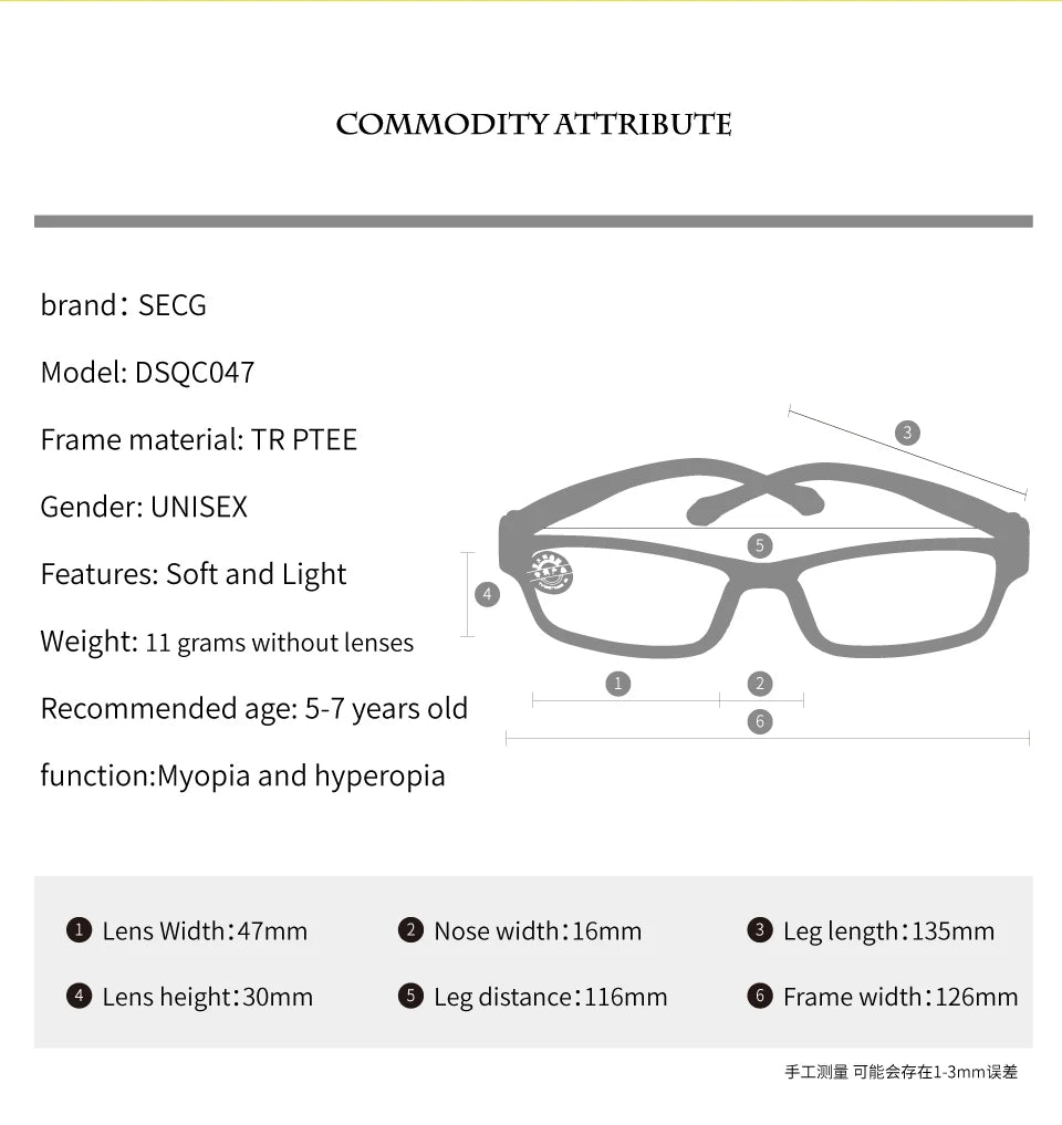 Secg Unisex Children's Full Rim Oval Tr 90 Silicone Eyeglasses 3047 Full Rim Secg