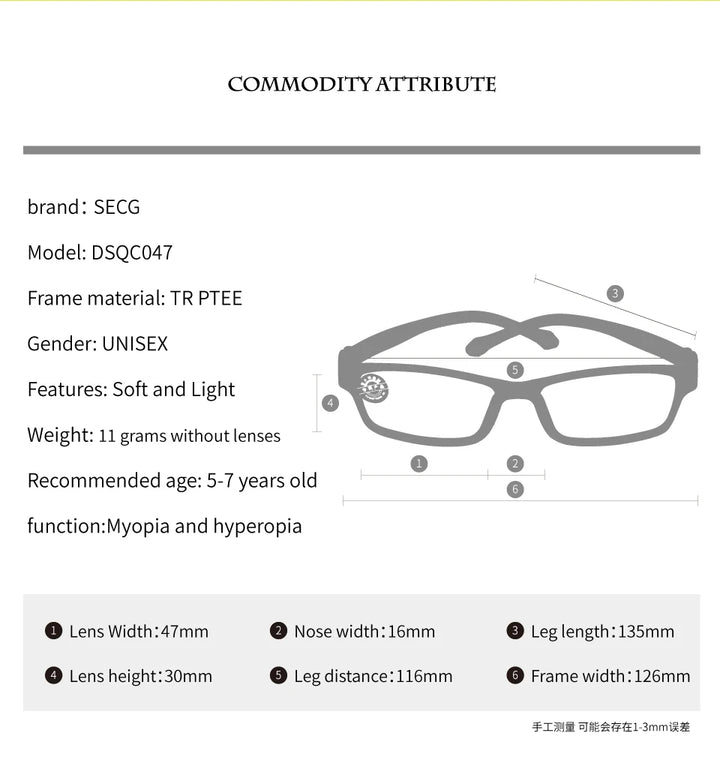 Secg Unisex Children's Full Rim Oval Tr 90 Silicone Eyeglasses 3047 Full Rim Secg