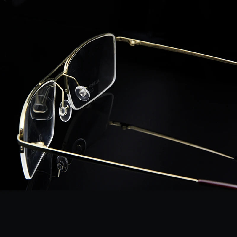 Esnbie Unisex Semi Rim Square Double Bridge Titanium Eyeglasses E0130 Semi Rim Esnbie