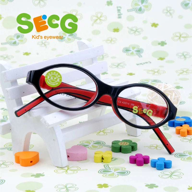Secg Unisex Children's Ful Rim Oval Tr 90 Silicone Eyeglasses 3249 Full Rim Secg