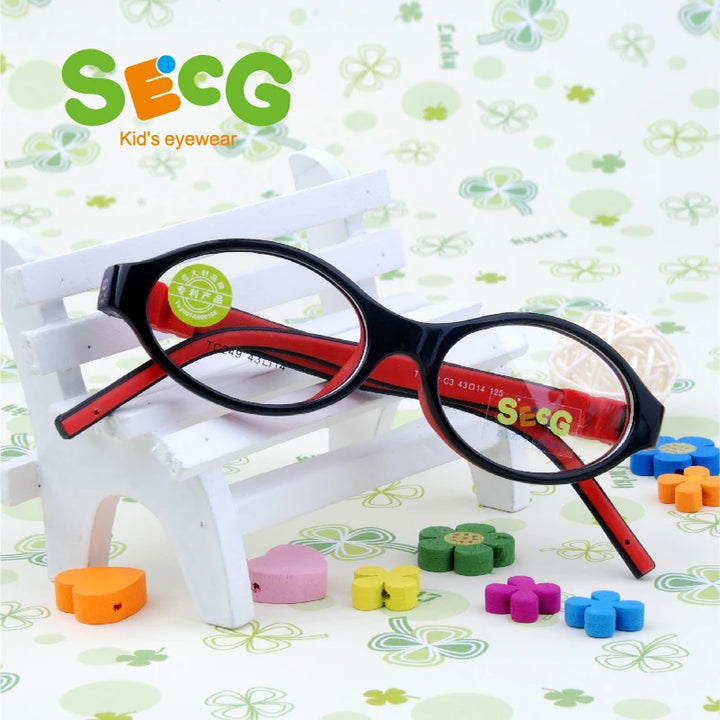 Secg Unisex Children's Ful Rim Oval Tr 90 Silicone Eyeglasses 3249 Full Rim Secg