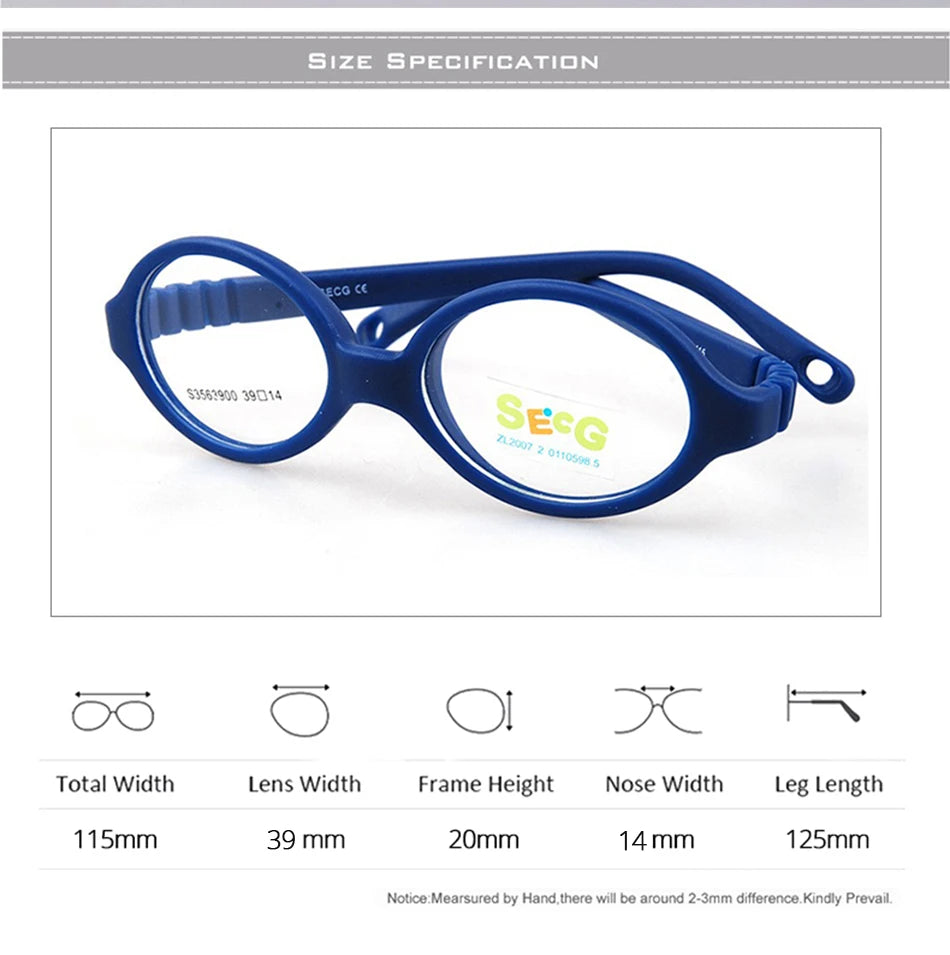 Secg Unisex Children's Full Rim Round Tr 90 Silicone Eyeglasses 3563 Full Rim Secg