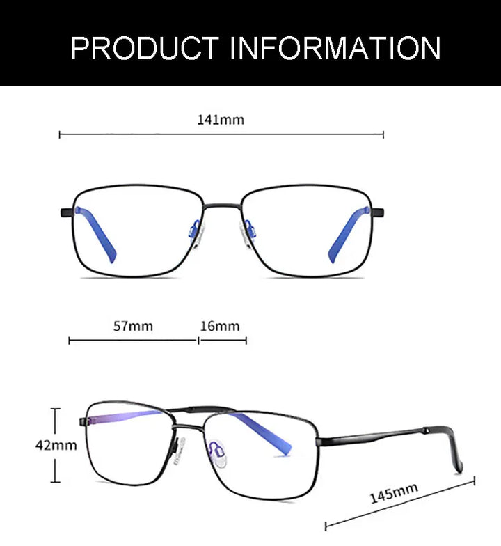 Hotochki Unisex Full Rim Square Alloy Eyeglasses 92304