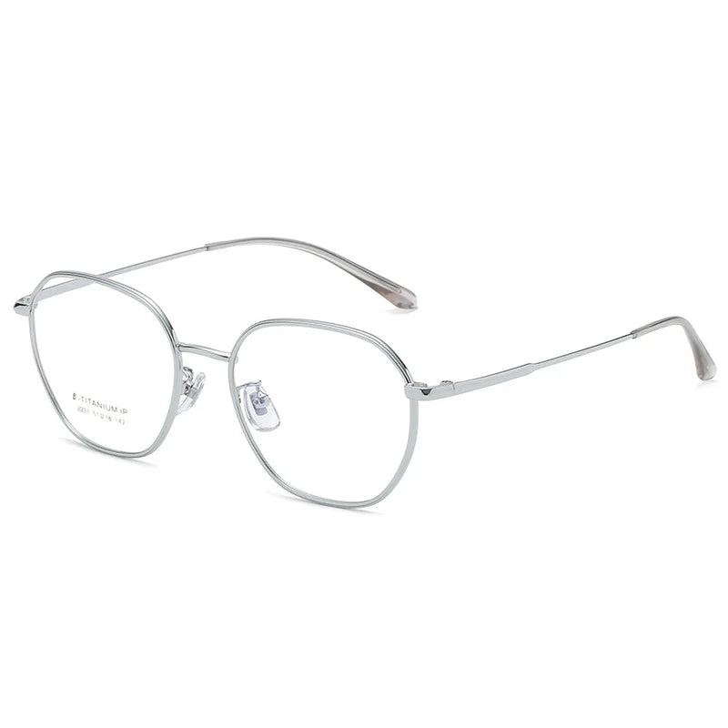 Kocolior Unisex Full Rim Polygon Titanium Alloy Eyeglasses 2237 Full Rim Kocolior Silver China