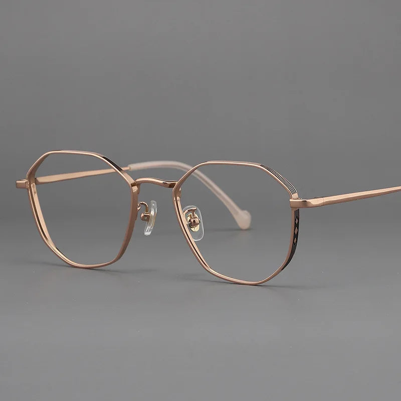 Muzz Unisex Full Rim Flat Top Polygon Titanium Eyeglasses 817321