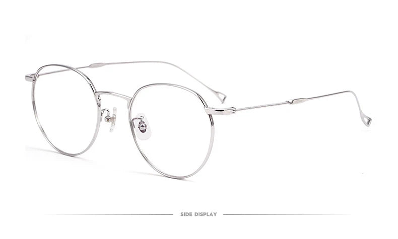 Muzz Unisex Full Rim Round Titanium Eyeglasses 86246 Full Rim Muzz Silver