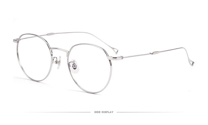 Muzz Unisex Full Rim Round Titanium Eyeglasses 86246 Full Rim Muzz Silver