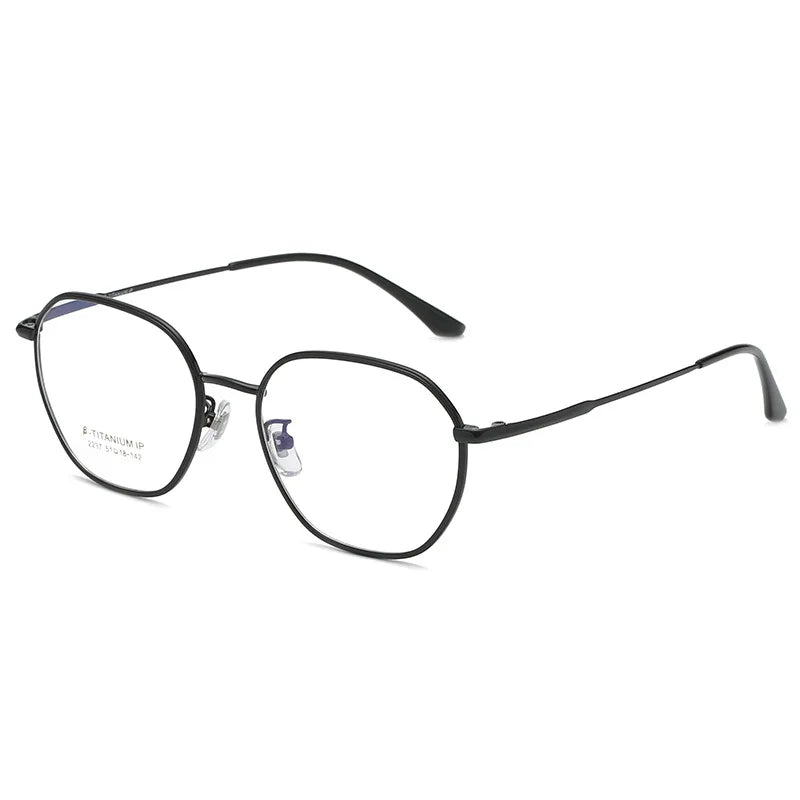Kocolior Unisex Full Rim Polygon Titanium Alloy Eyeglasses 2237 Full Rim Kocolior Black China