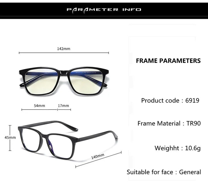 Kocolior Unisex Full Rim Square Tr 90 Acetate Hyperopic Reading Glasses 6919 Reading Glasses Kocolior