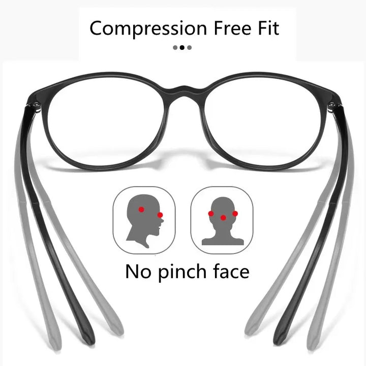 Kocolior Unisex Full Rim Round Rubber Titanium Hyperopic Reading Glasses 9135 Reading Glasses Kocolior   