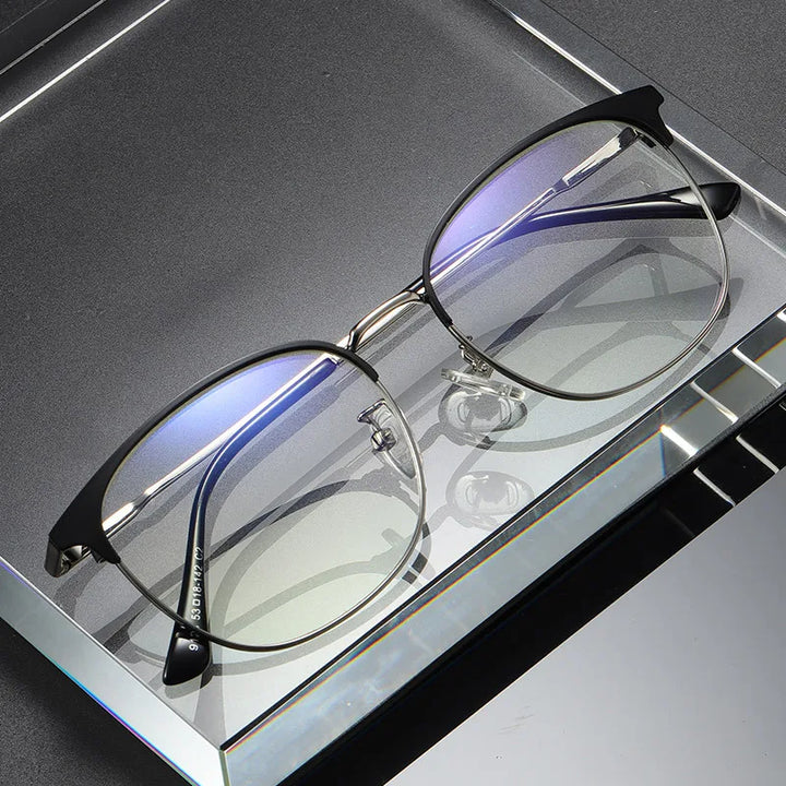 Kocolior Unisex Full Rim Square Acetate Alloy Brow Line Eyeglasses 9123 Full Rim Kocolior