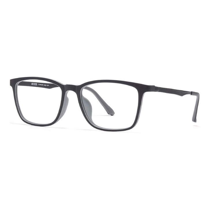 Brightzone Unisex Full Rim Square Ultem Eyeglasses 8808 Full Rim Brightzone Black-grey  