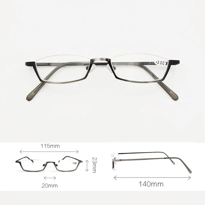 Yujo Women's Semi Rim Oval Rectangle Reading Glasses 11520 Reading Glasses Yujo