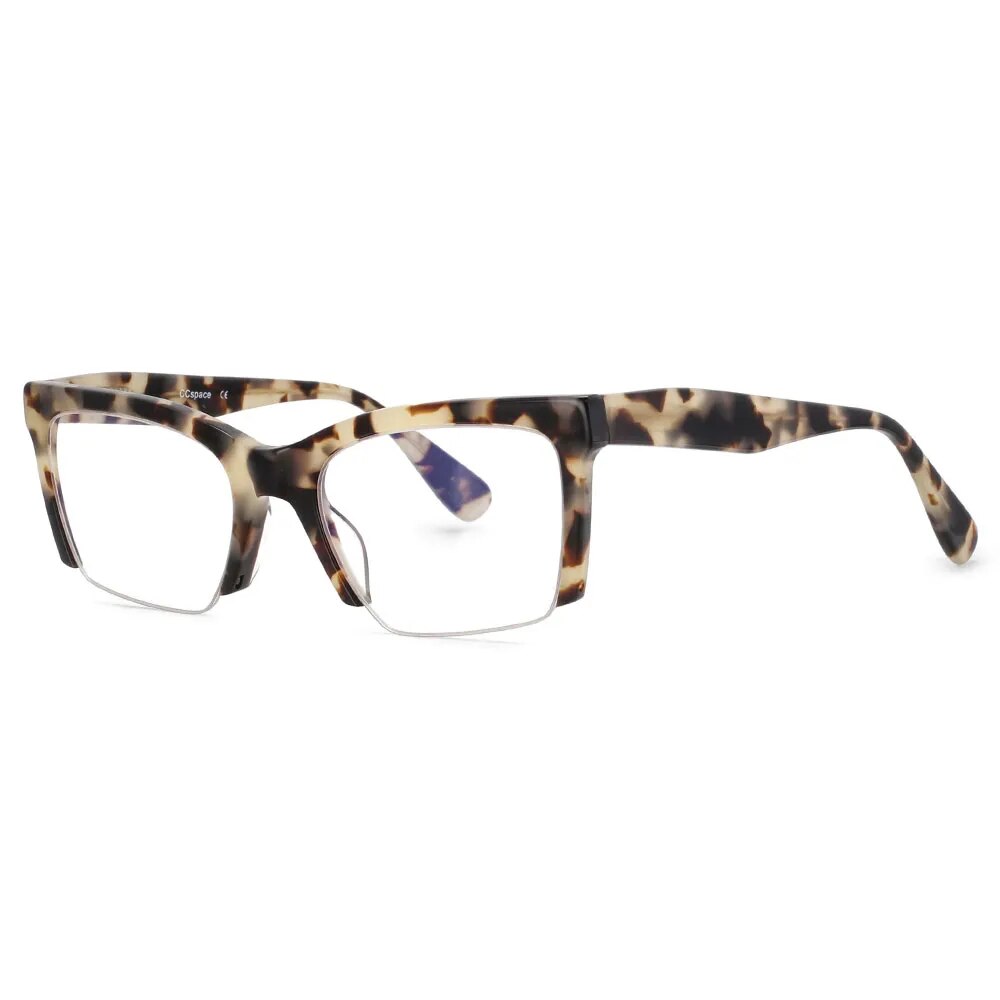 CCspace Women's Semi Rim Square Acetate Hyperopic Reading Glasses R49409 Reading Glasses CCspace C2 0