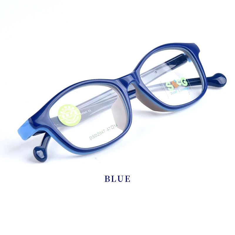 Secg Unisex Children's Full Rim Square Tr 90 Silicone Eyeglasses 26047 Full Rim Secg blue